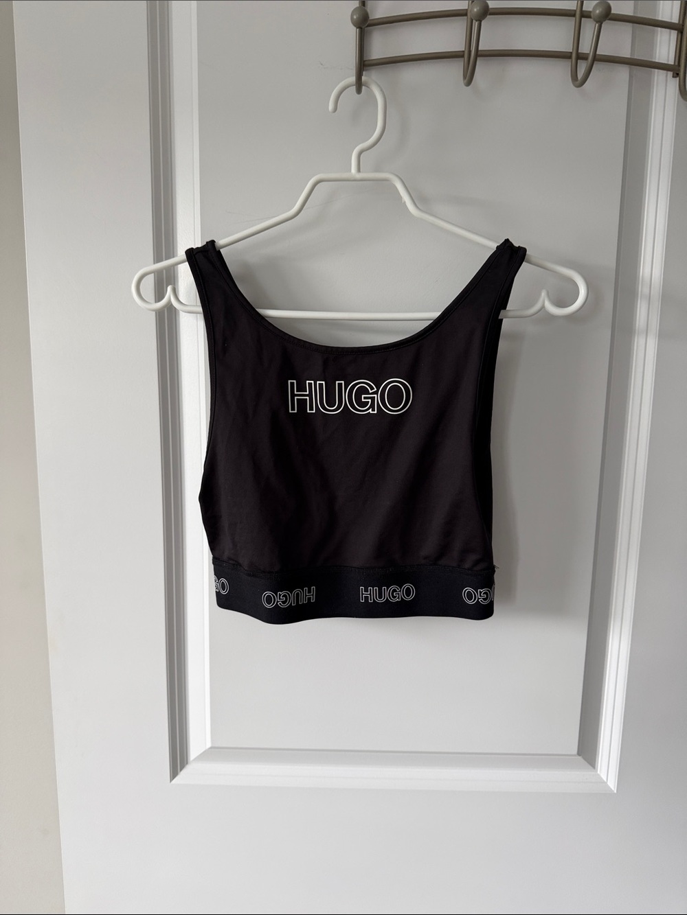 HUGO Black Logo Crop Tank with Elastic Band